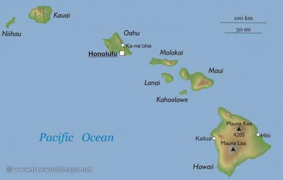 O arquipélago do Hawaii e suas principais ilhas